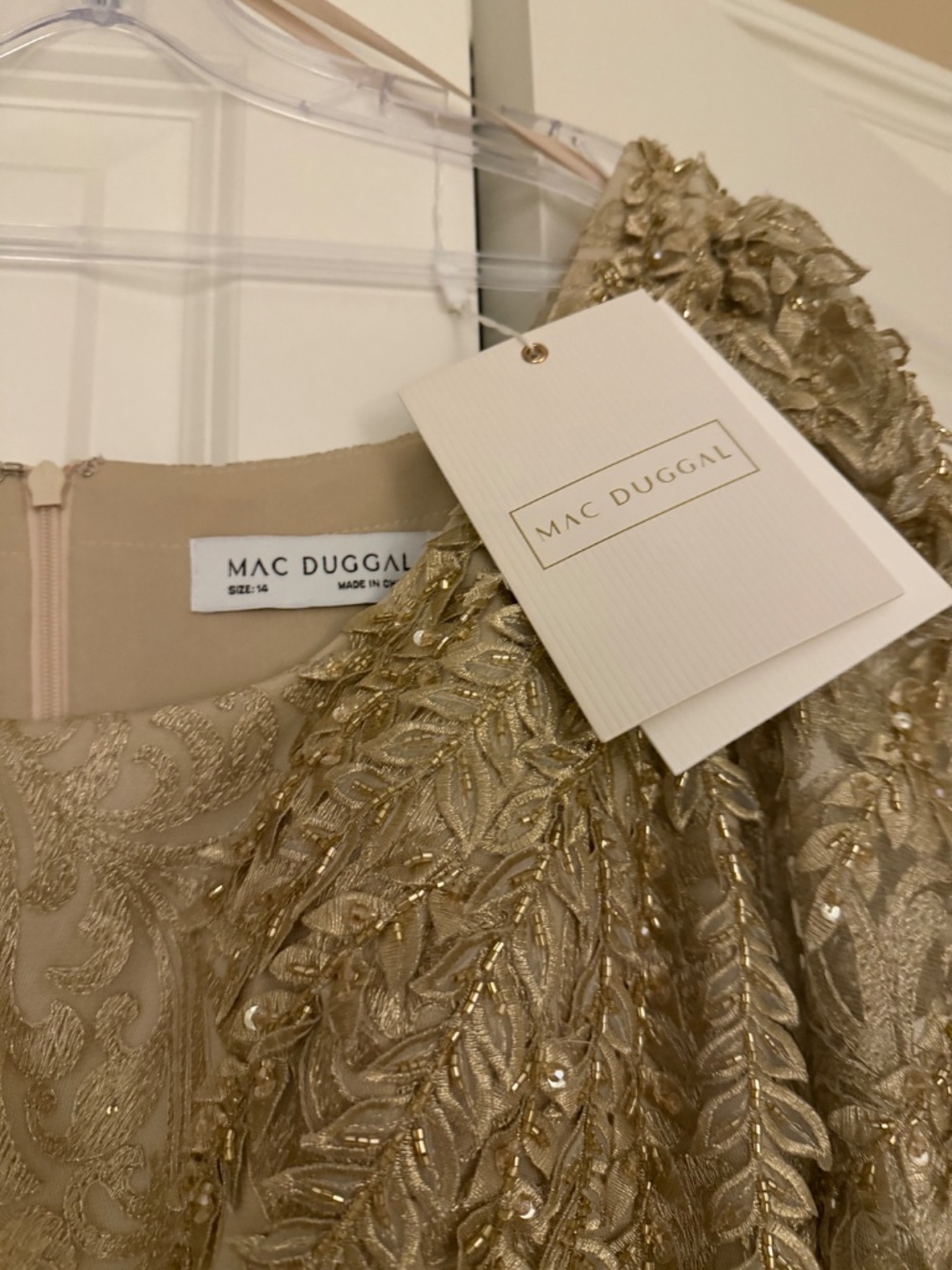 Mac Duggal  Beaded Lace A-Line Gown - Picture 9 of 13
